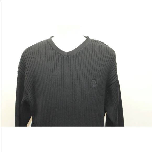 Classic Timberland Black Men Sweater 100% Cotton Fall V-Neck Winter Larger - Picture 10 of 11
